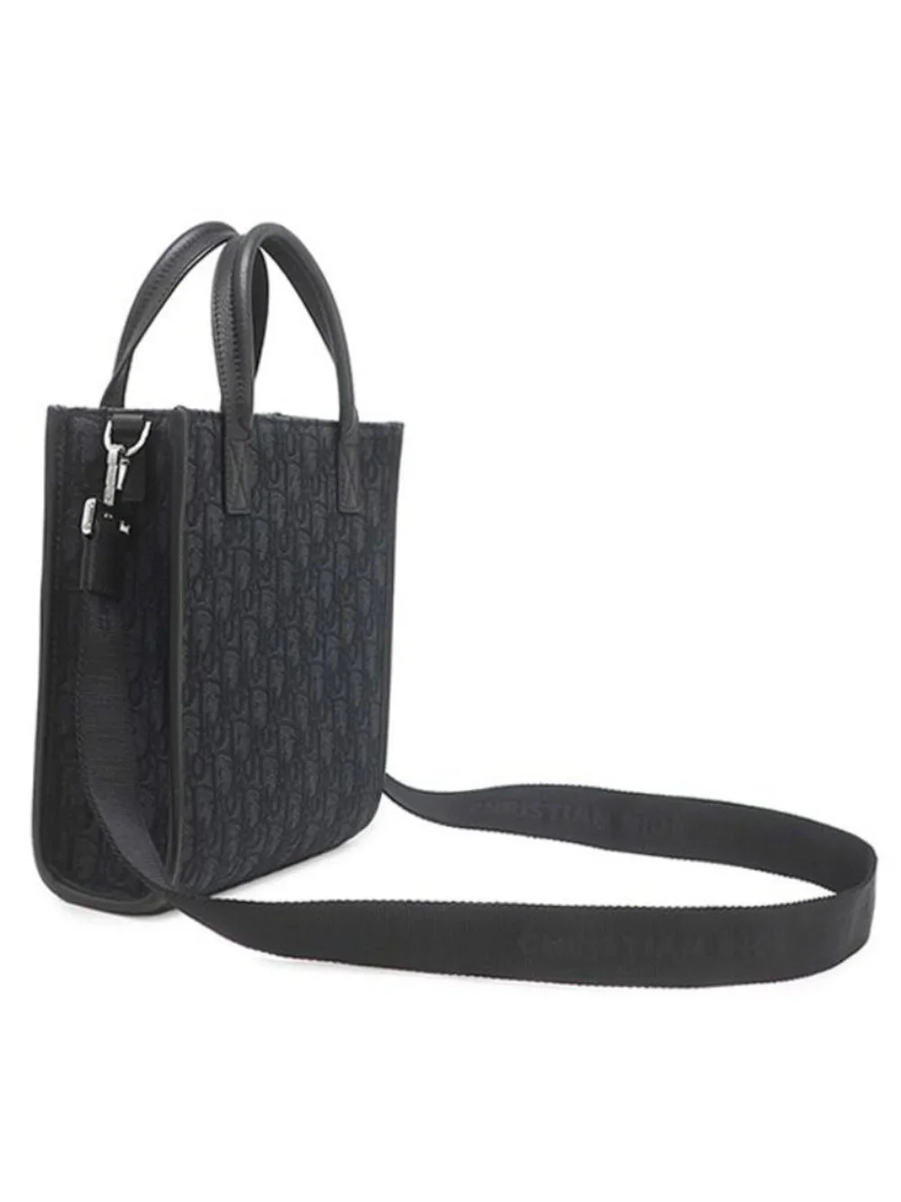 Dior 2-Way Safari North South Tote Canvas Leather Black Silver